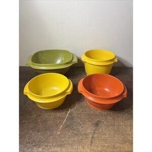 Lot Of 4 Vtg Tupperware Bowls Misc - No Lids Yellow Avocado Orange